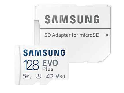 Карта памяти Samsung MicroSDXC 128Gb+SD EVO+ U3 A2 V3 adapter RU