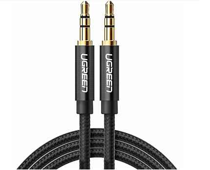 Кабель UGREEN AV112 50361 3.5mm Male to 3.5mm Male Cable Gold Plated Metal Case with Braid 1m Black