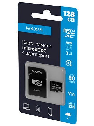 Maxvi microSDXC 128GB, class 10, UHS-I (1), V10